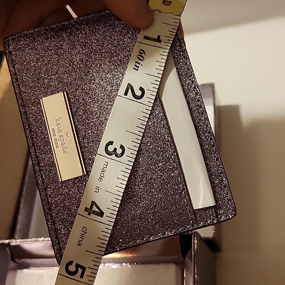 Sparkling Silver Kate Spade Card Holder Brand New In Box Never Used W/ Tags - Picture 11 of 14